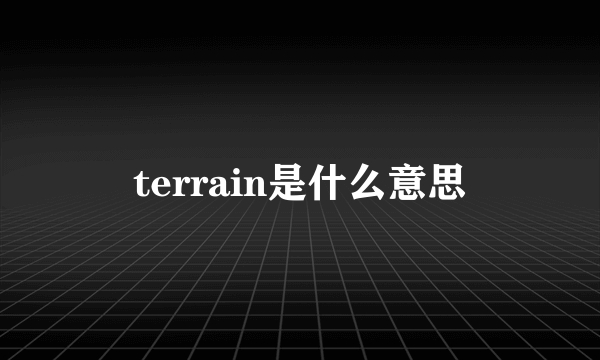 terrain是什么意思