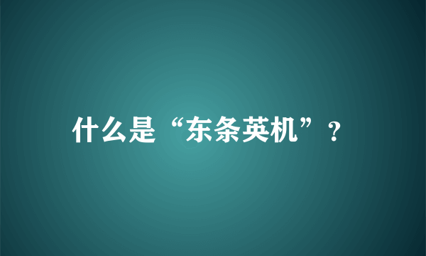 什么是“东条英机”？