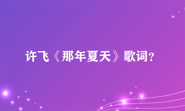 许飞《那年夏天》歌词？