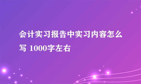 会计实习报告中实习内容怎么写 1000字左右