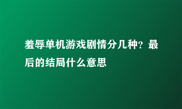 羞辱单机游戏剧情分几种？最后的结局什么意思