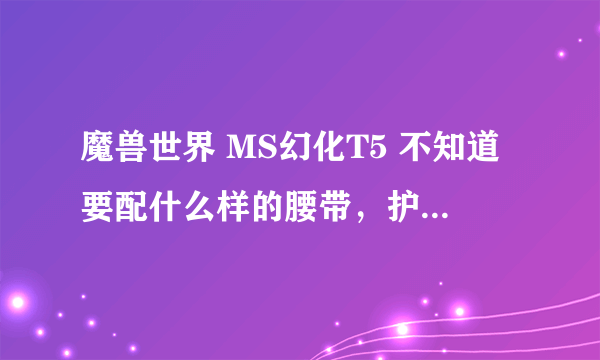 魔兽世界 MS幻化T5 不知道要配什么样的腰带，护腕，和鞋子比较搭