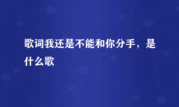 歌词我还是不能和你分手，是什么歌