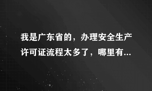 我是广东省的，办理安全生产许可证流程太多了，哪里有代办安全生产许可证？