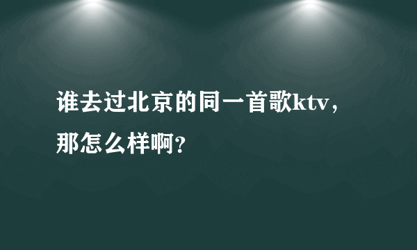 谁去过北京的同一首歌ktv，那怎么样啊？