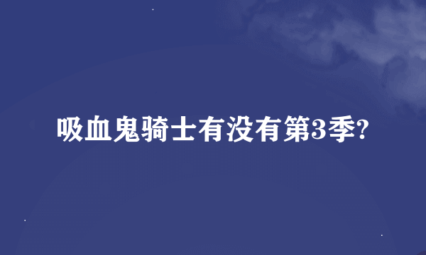 吸血鬼骑士有没有第3季?