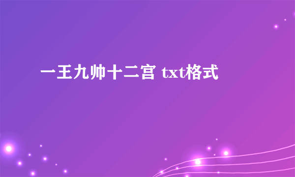 一王九帅十二宫 txt格式