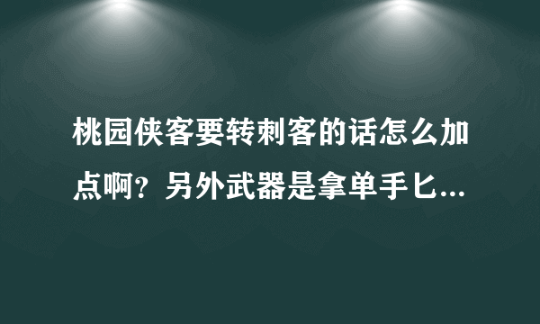 桃园侠客要转刺客的话怎么加点啊？另外武器是拿单手匕首好还是双持匕首好呀？ 求解！！！！