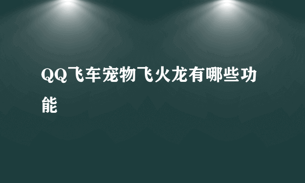 QQ飞车宠物飞火龙有哪些功能