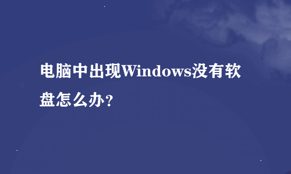 电脑中出现Windows没有软盘怎么办？