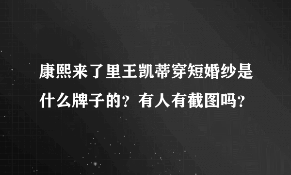 康熙来了里王凯蒂穿短婚纱是什么牌子的？有人有截图吗？