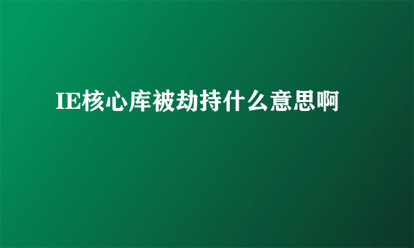 IE核心库被劫持什么意思啊