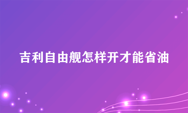 吉利自由舰怎样开才能省油