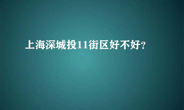 上海深城投11街区好不好？