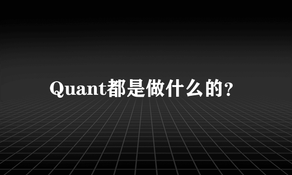 Quant都是做什么的？