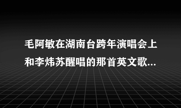 毛阿敏在湖南台跨年演唱会上和李炜苏醒唱的那首英文歌名字叫什么！最好附带歌词！