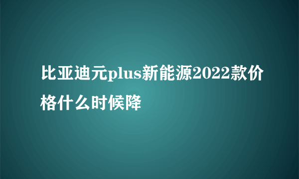 比亚迪元plus新能源2022款价格什么时候降