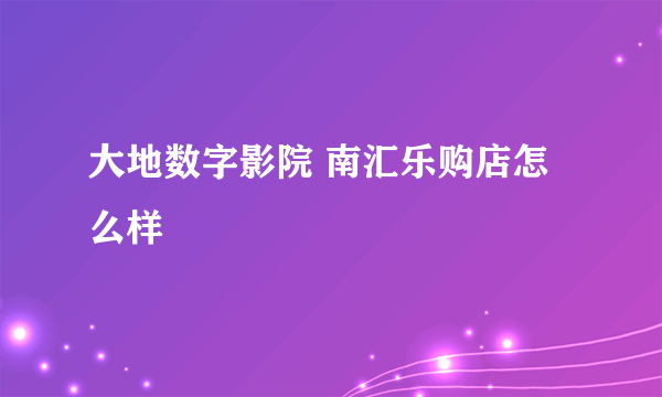 大地数字影院 南汇乐购店怎么样