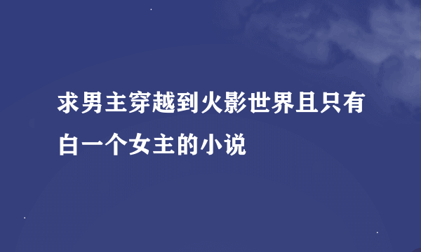 求男主穿越到火影世界且只有白一个女主的小说