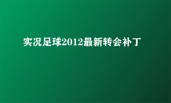 实况足球2012最新转会补丁