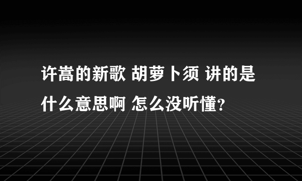 许嵩的新歌 胡萝卜须 讲的是什么意思啊 怎么没听懂？