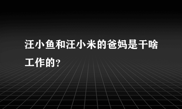 汪小鱼和汪小米的爸妈是干啥工作的？