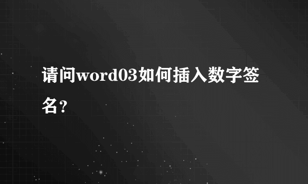 请问word03如何插入数字签名？