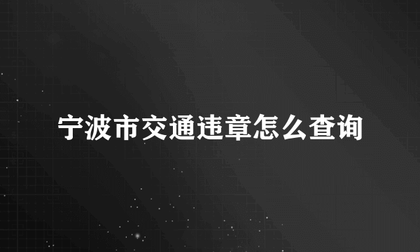 宁波市交通违章怎么查询