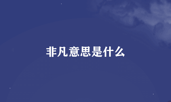 非凡意思是什么