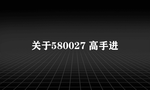 关于580027 高手进