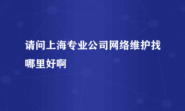 请问上海专业公司网络维护找哪里好啊