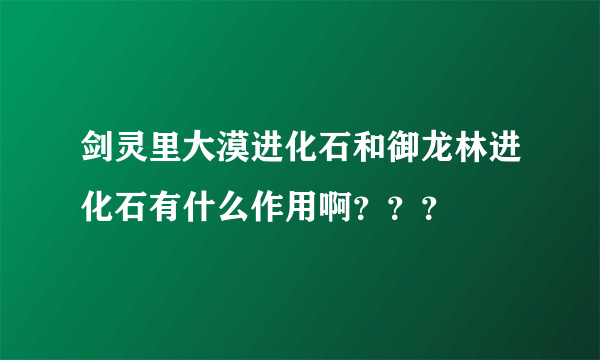 剑灵里大漠进化石和御龙林进化石有什么作用啊？？？