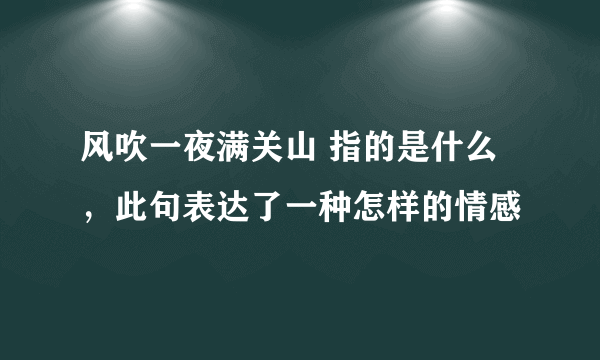 风吹一夜满关山 指的是什么，此句表达了一种怎样的情感