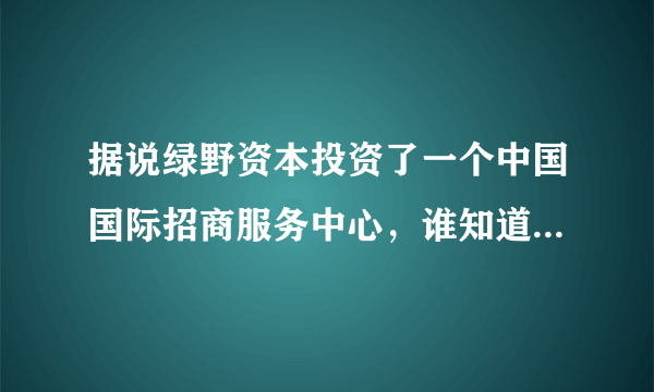 据说绿野资本投资了一个中国国际招商服务中心，谁知道官方网站是什么？