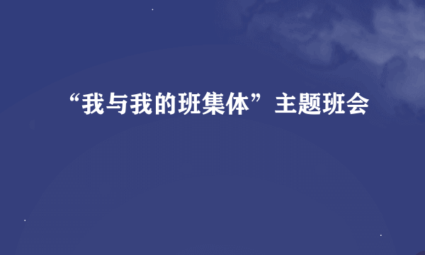 “我与我的班集体”主题班会