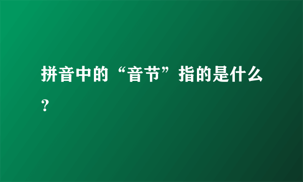 拼音中的“音节”指的是什么？