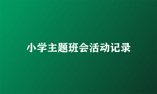 小学主题班会活动记录