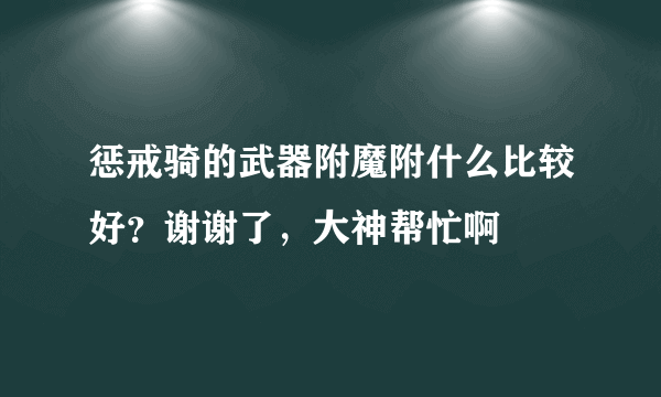 惩戒骑的武器附魔附什么比较好？谢谢了，大神帮忙啊