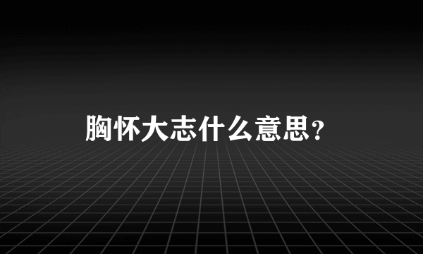 胸怀大志什么意思？