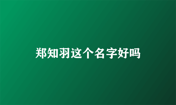 郑知羽这个名字好吗