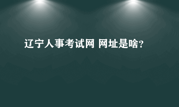 辽宁人事考试网 网址是啥？