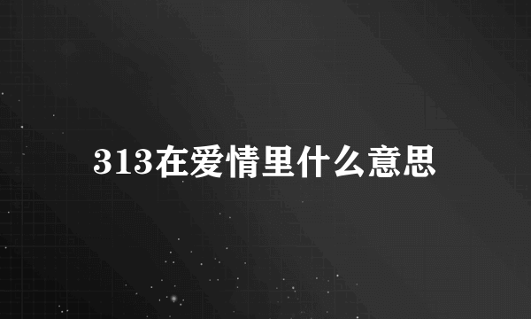 313在爱情里什么意思