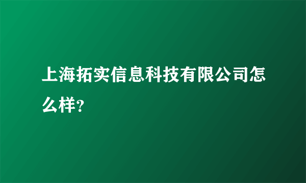 上海拓实信息科技有限公司怎么样？