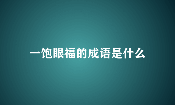 一饱眼福的成语是什么