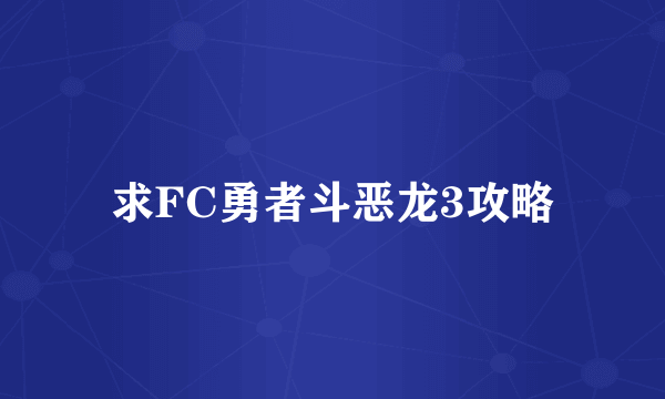 求FC勇者斗恶龙3攻略