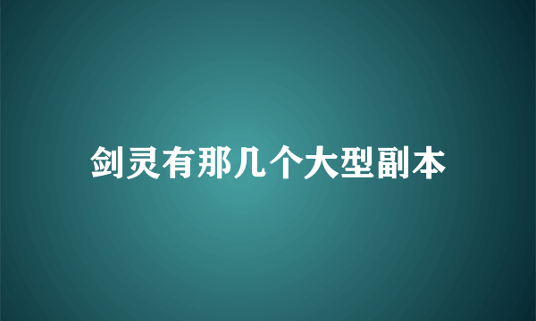 剑灵有那几个大型副本