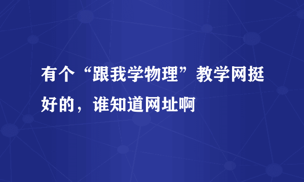 有个“跟我学物理”教学网挺好的，谁知道网址啊