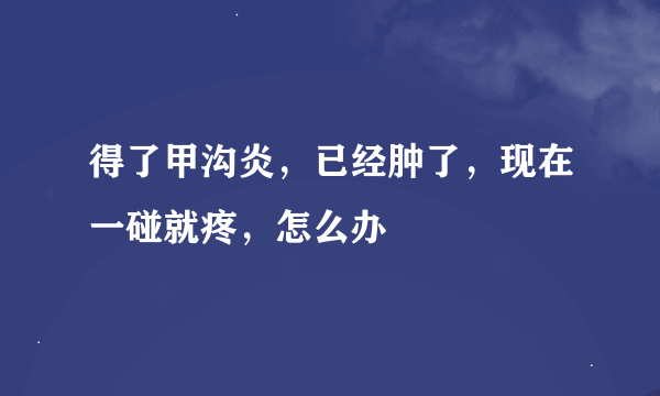 得了甲沟炎，已经肿了，现在一碰就疼，怎么办