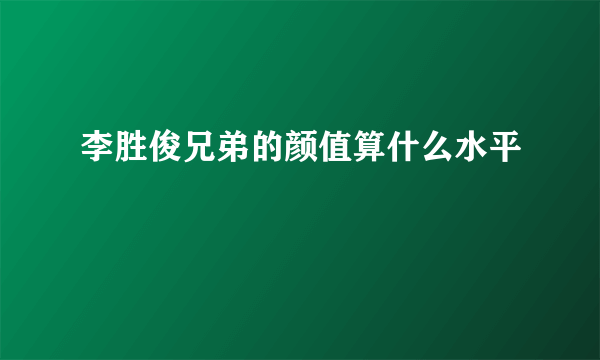 李胜俊兄弟的颜值算什么水平