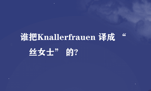 谁把Knallerfrauen 译成 “屌丝女士” 的?